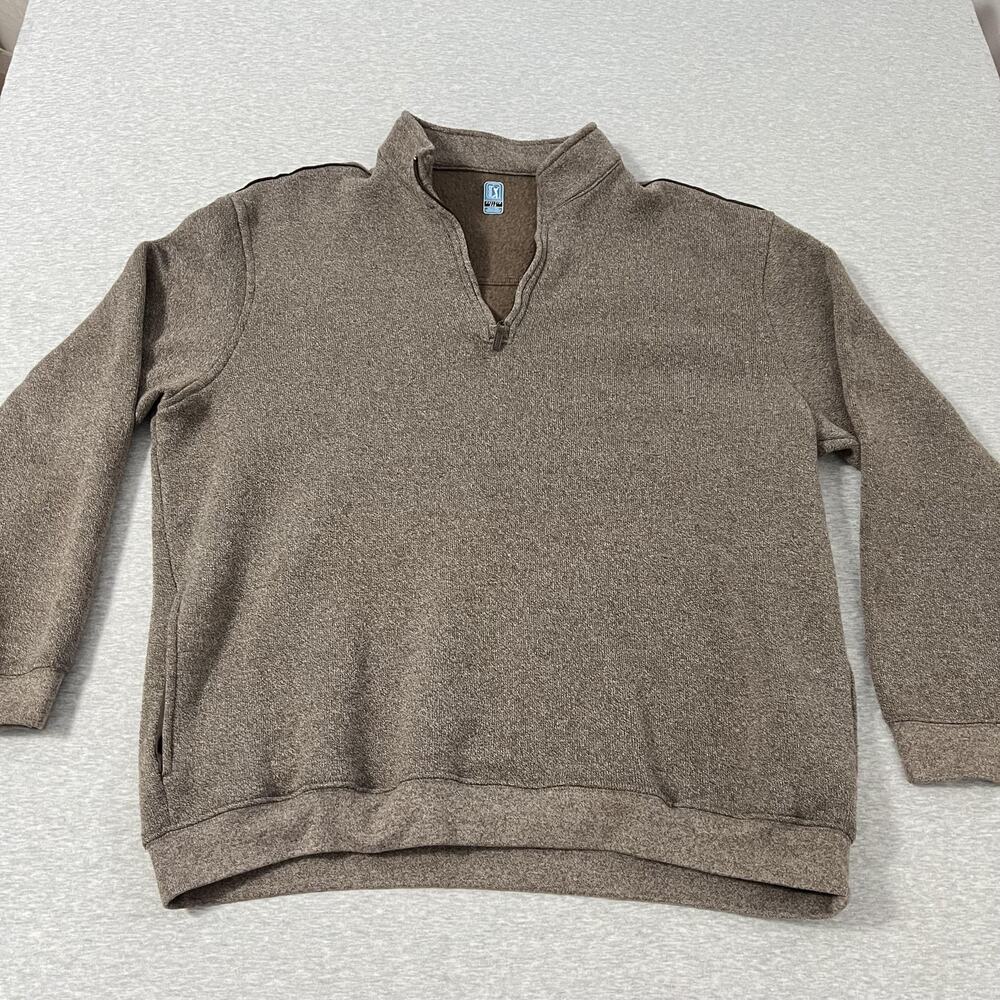 PGA Tour Pullover Mens 2XL Brown Half Zip Sweater Fleece Lined Golf‎ Casual